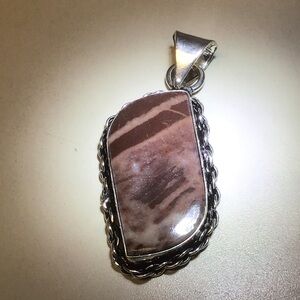 Coconut Jasper Pendant Necklace in Silver Setting